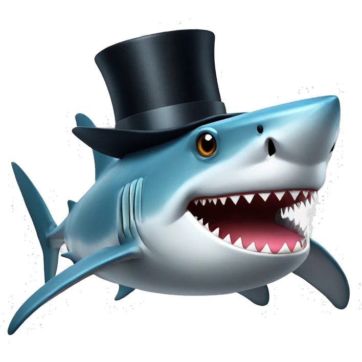 Shark with a top hat and legs  emoji