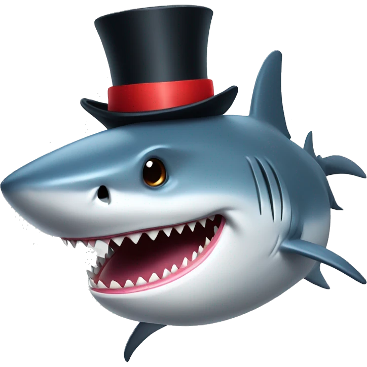 Shark with a top hat emoji