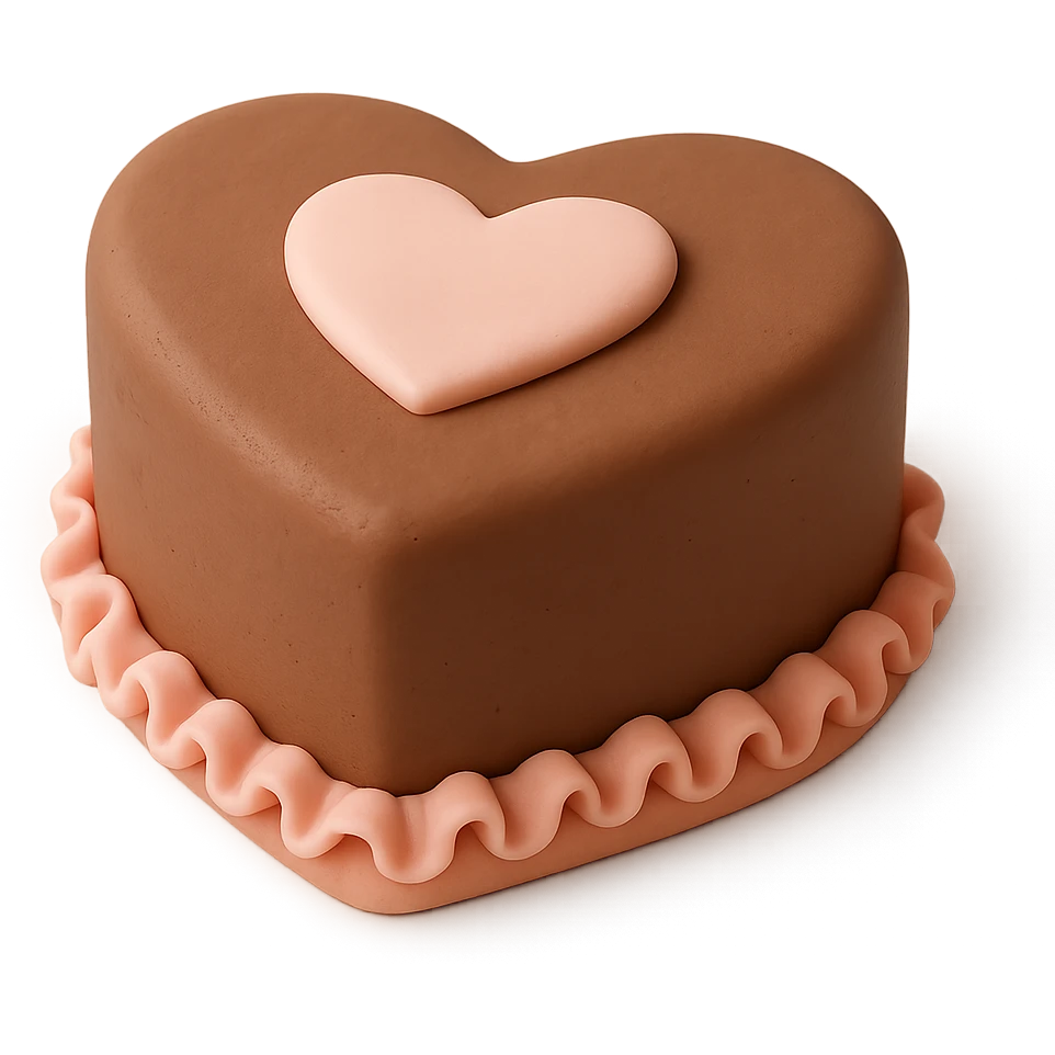 heart-shaped chocolate fondant cake emoji
