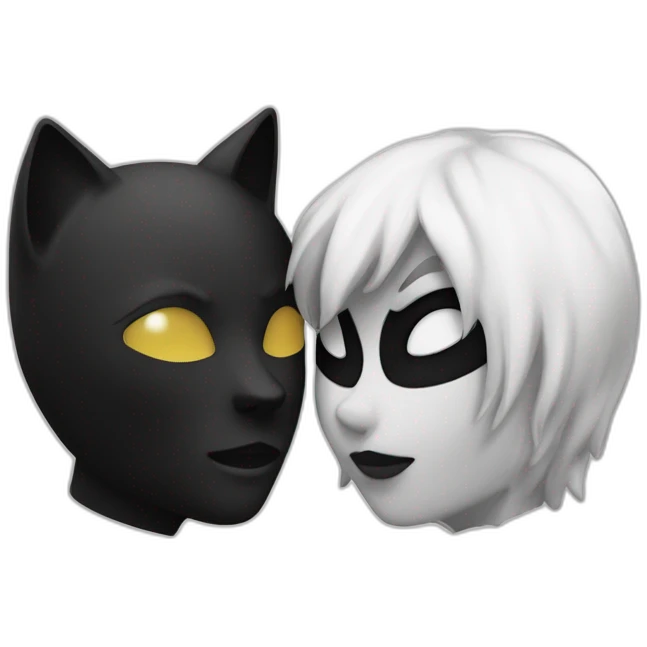 chat noir et blanc bisou emoji