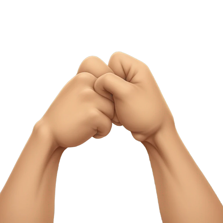 Muscular arm grasping another man’s muscular arm by the hand. emoji