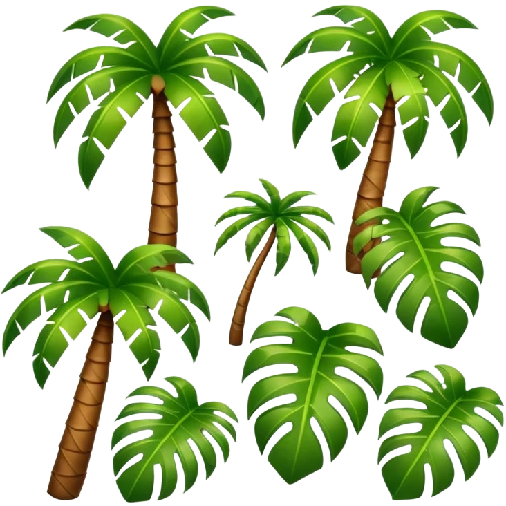 Palm tree leaf variants for normal emoji emoji