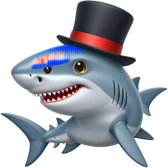 Shark with a top hat emoji