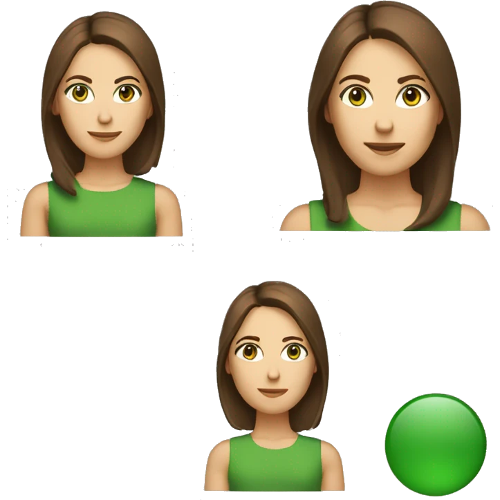 pretty middle age woman with kelly green eyes and shoulder length straight brown hair casual emoji