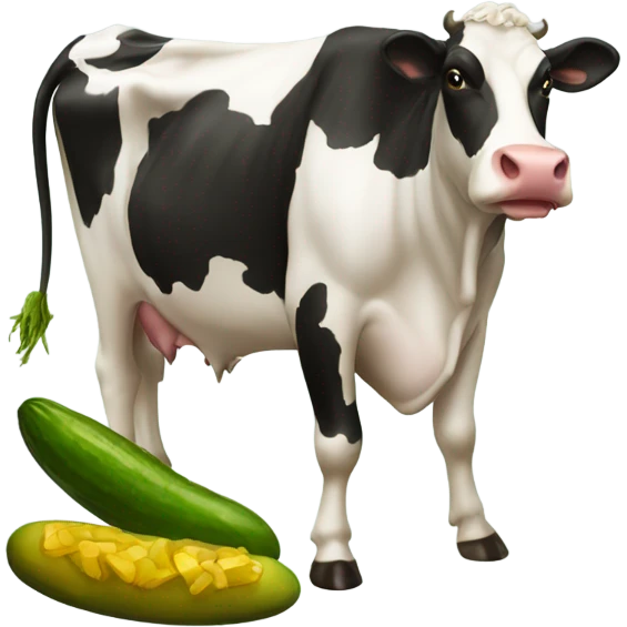 a cow eating a pickle emoji