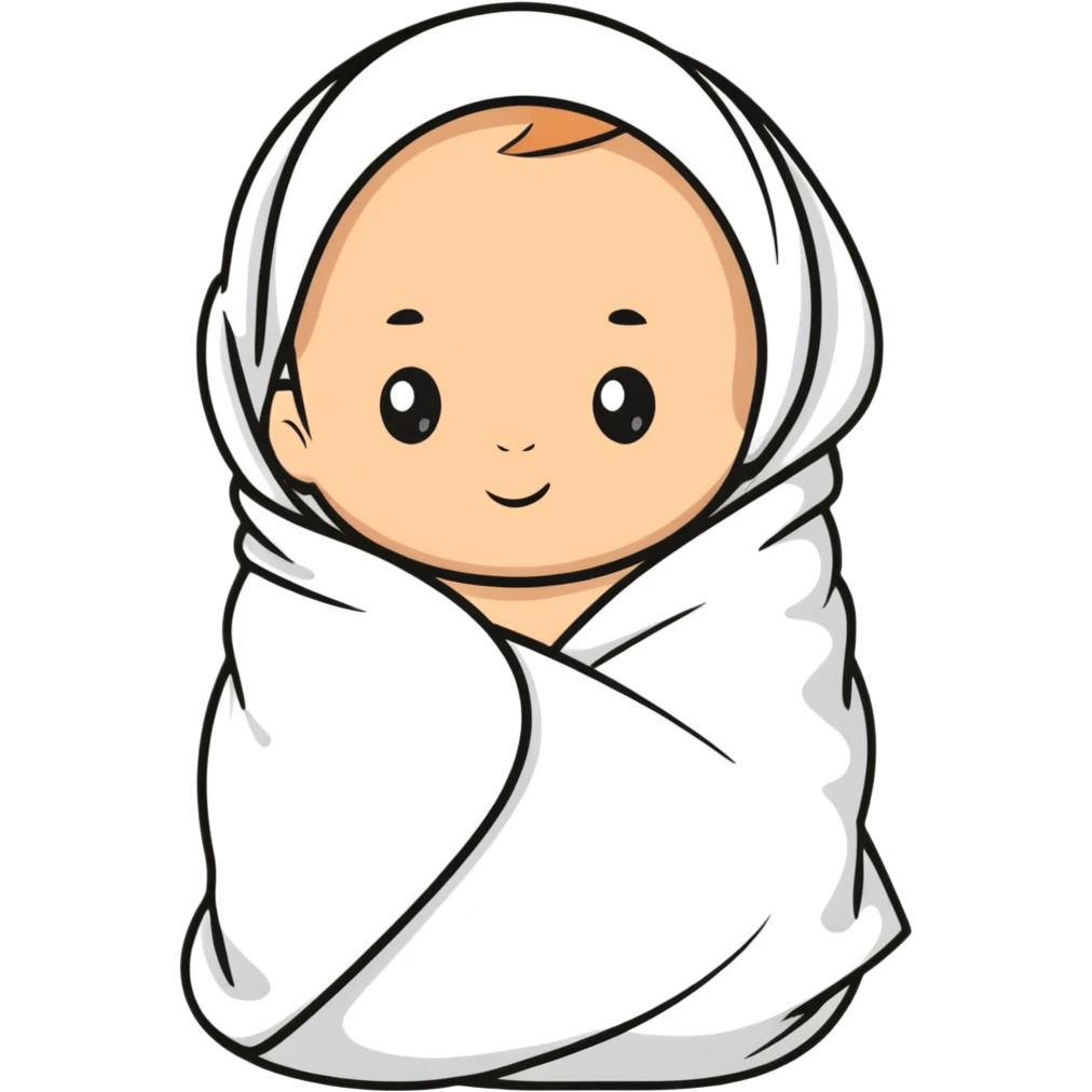 lightly tanned baby swaddled in a white blanket emoji