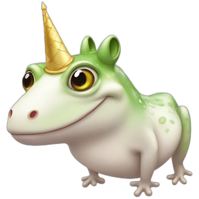 a frog with an unicorn emoji