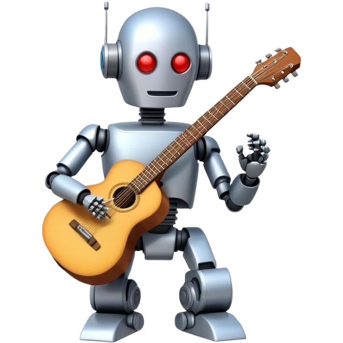 Robot playing guitar emoji