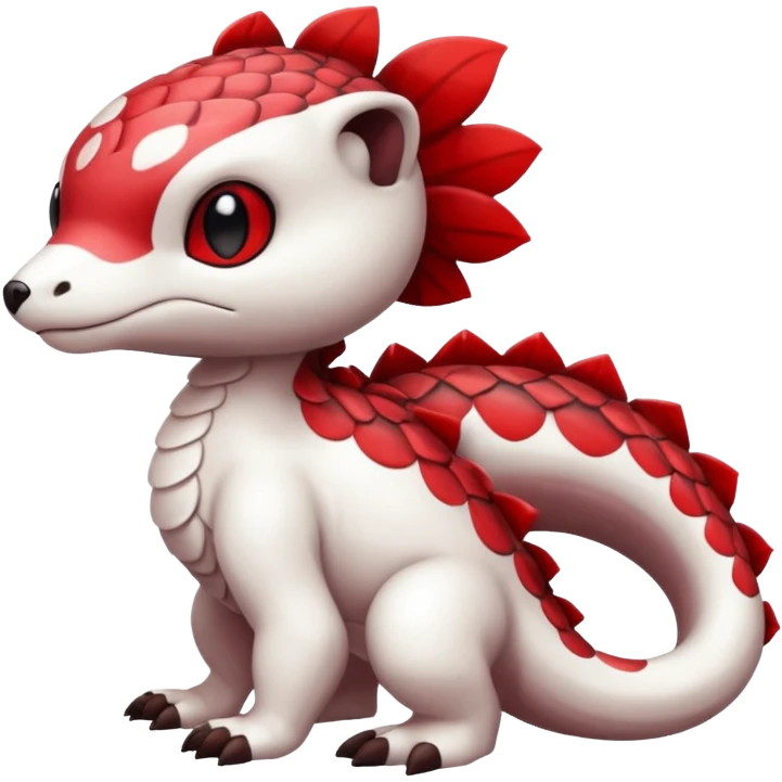 Cute cool scaley white red dark-brown animal hybrid Fakemon full body emoji