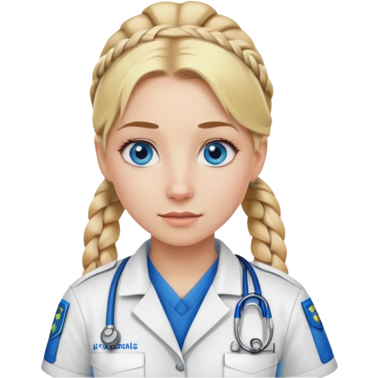 Paramedic girl with blonde hair ponytail braid and blue eyes emoji
