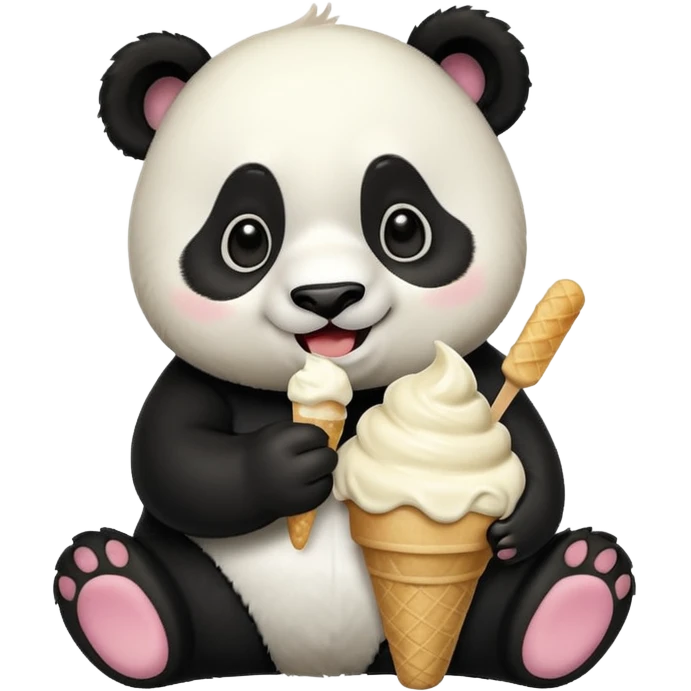 Panda eating ice cream emoji