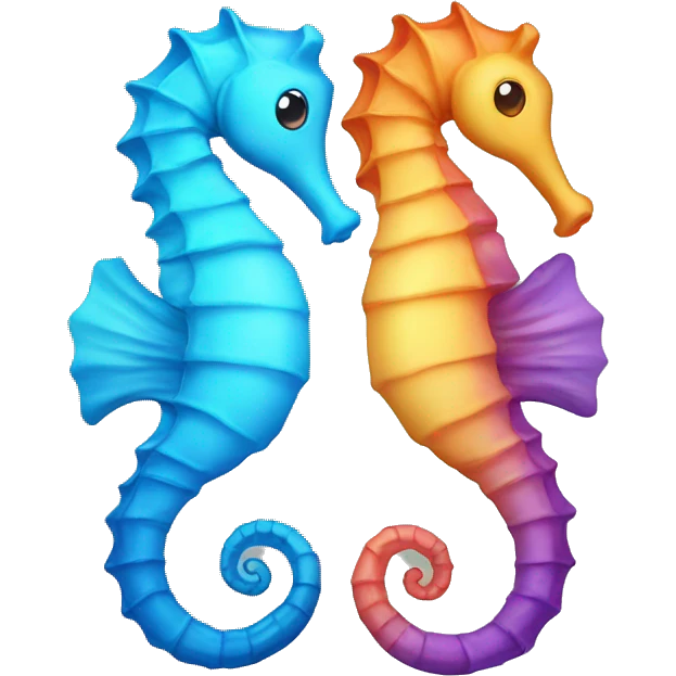 Two different colored sea horses holding tails  emoji