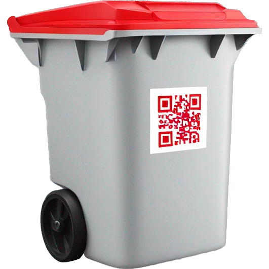qr code on red wheelie bin emoji