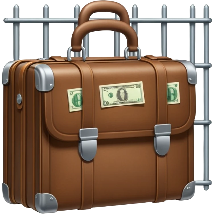 a briefcase with money behind prison bars emoji