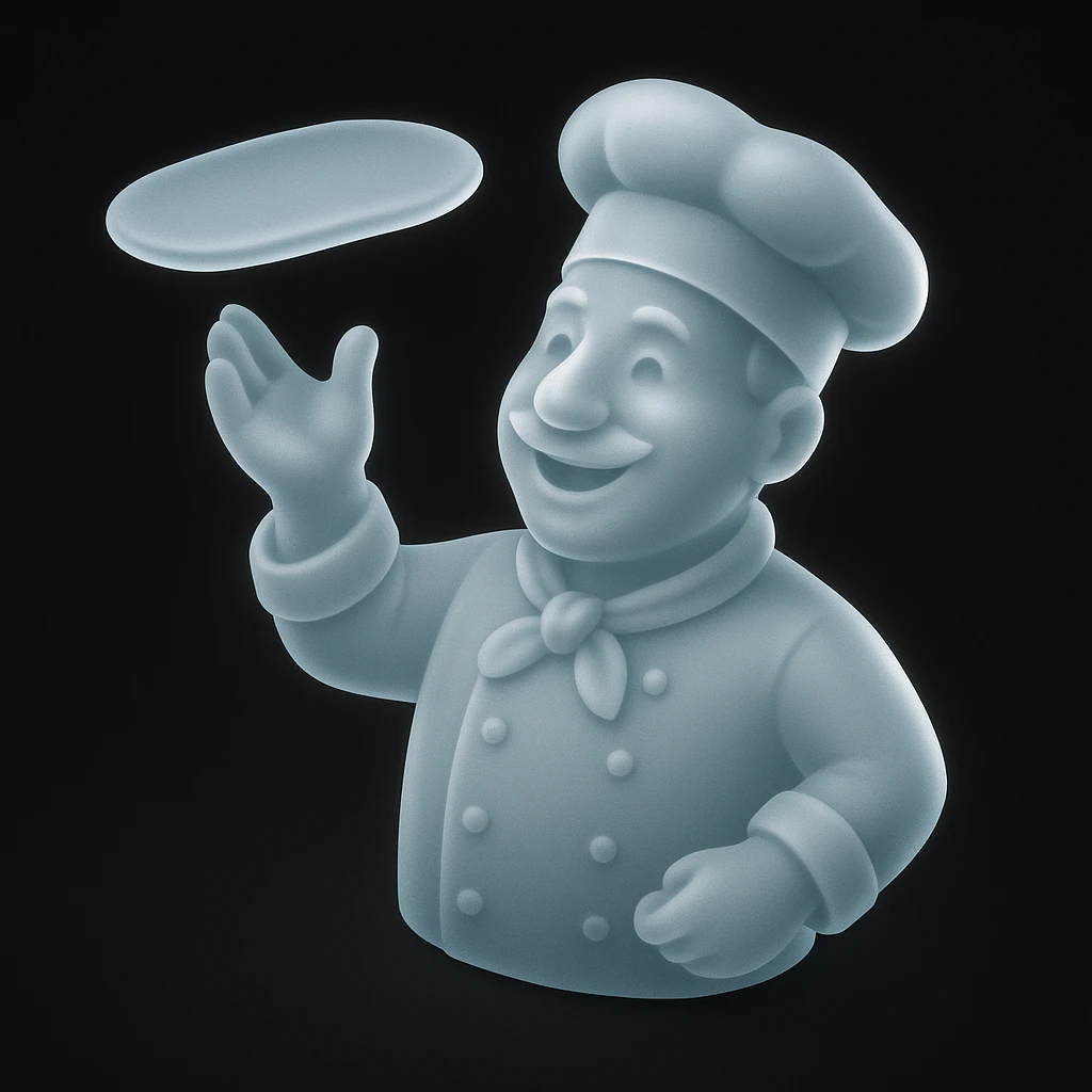 smiling Italian chef spinning pizza dough emoji