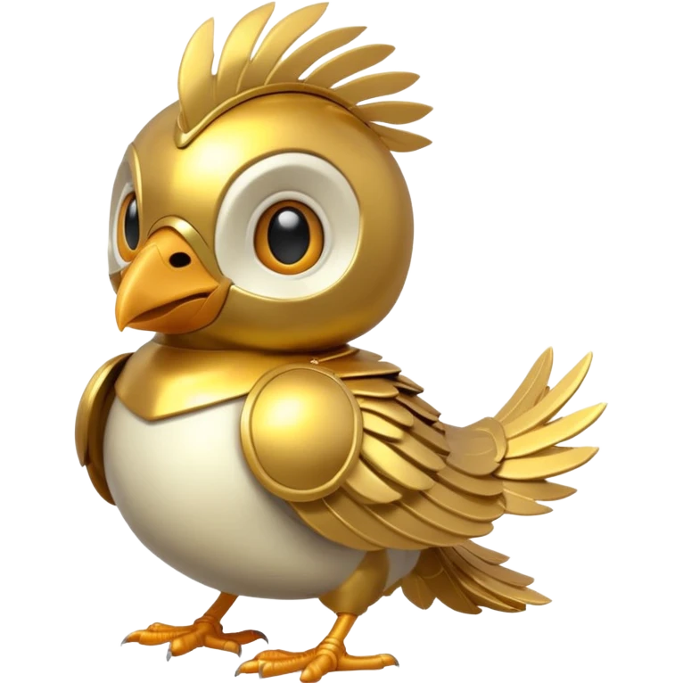 cute toon bird with head armor emoji