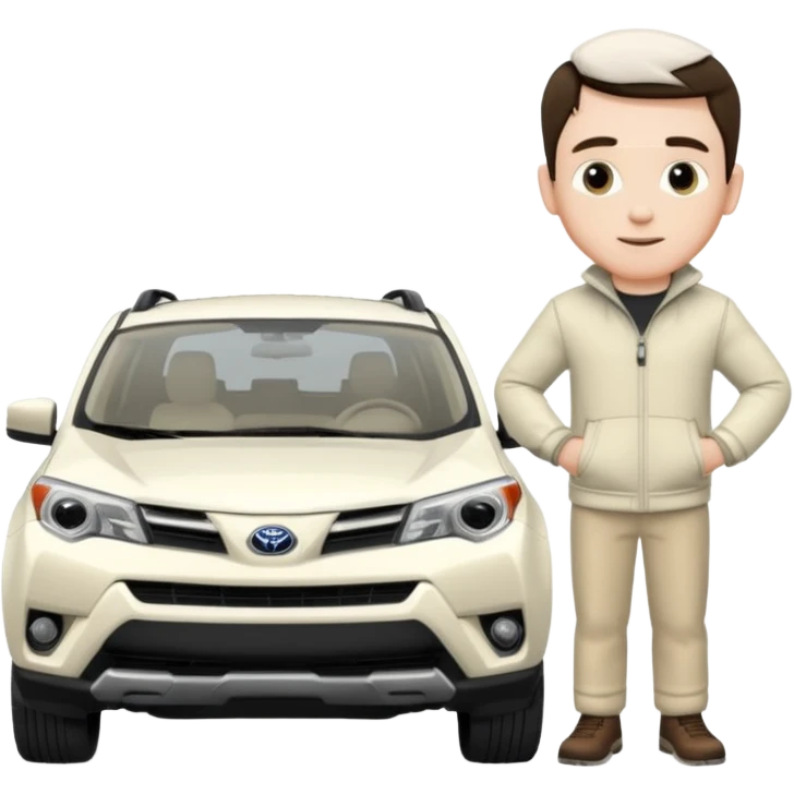 White. Rav 4 vehicle. White male emoji