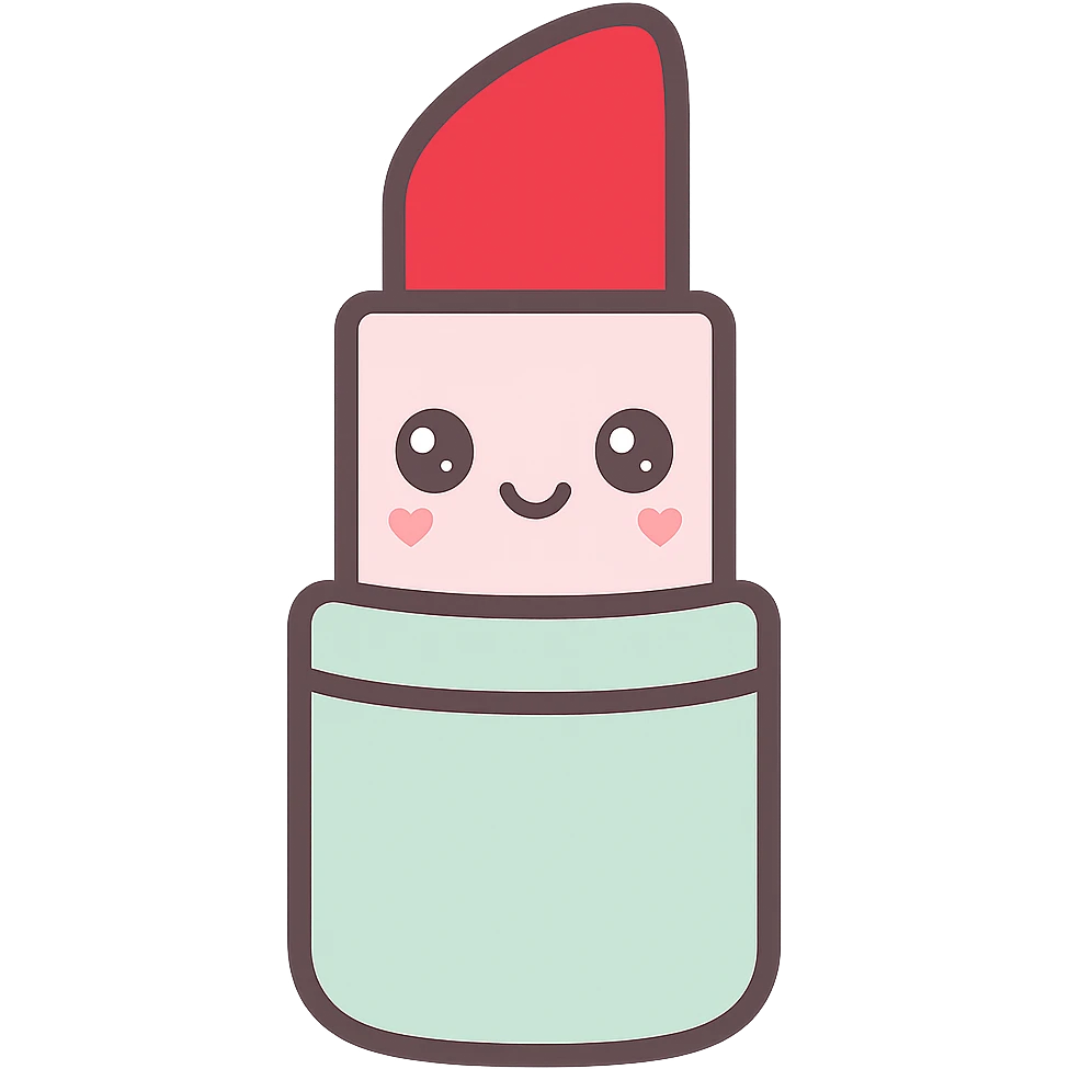 Edit the lipstick emoji to have red color lipstick, keep the kawaii style, and remove the background. emoji