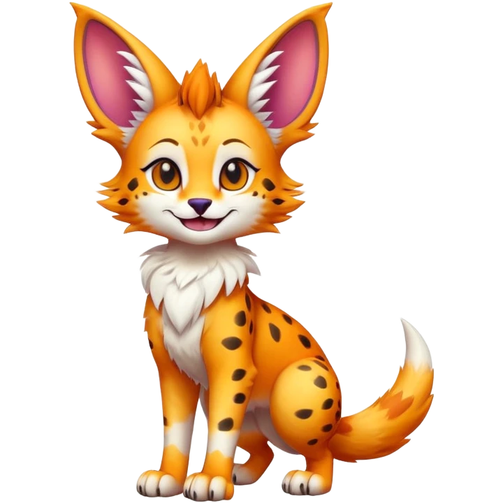 Cute Kawaii Epic Colorful Sergal-Serval-Vernid full body emoji