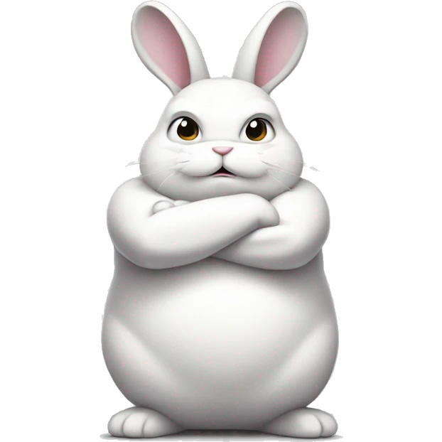 Angry chubby white bunny with arms crossed emoji