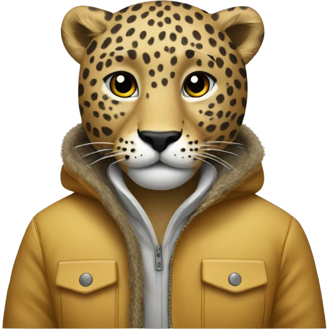 Leopard wearing snow jacket  emoji
