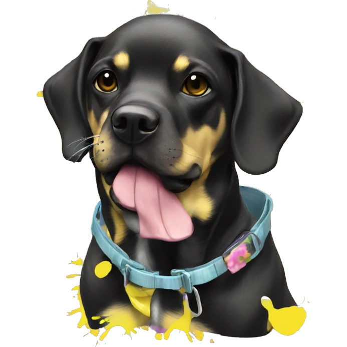 Melting punk black Graffiti dog floral patterns and yellow caution tape  emoji