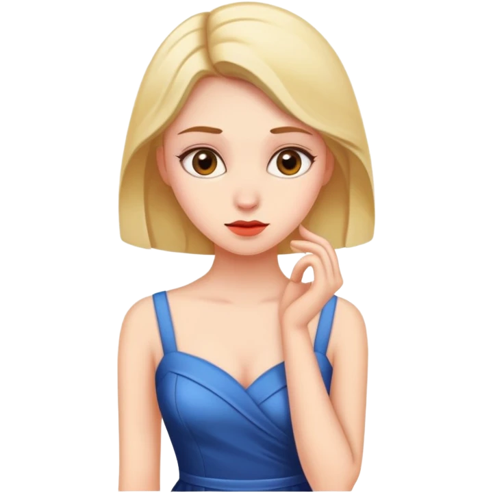 A woman thinks about a dress emoji