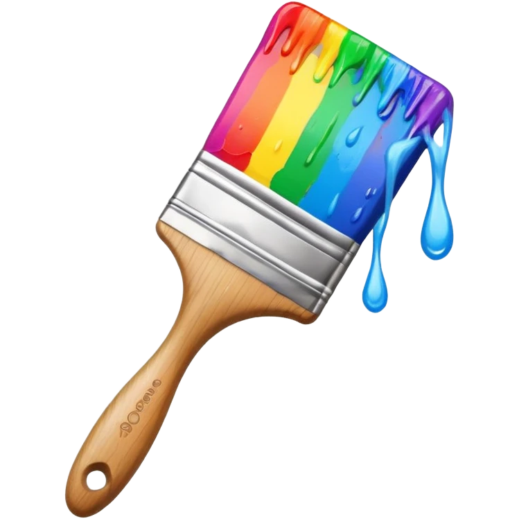 paint brush with raindow paint emoji