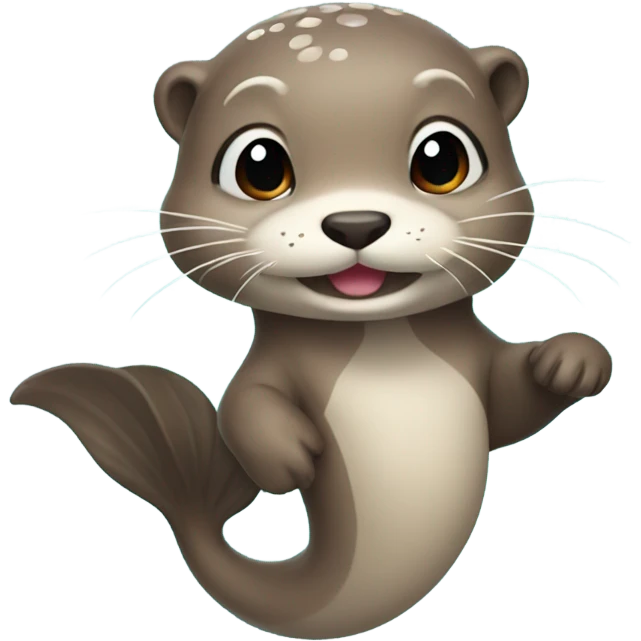 A cute and happy otter face wear mermaid emoji