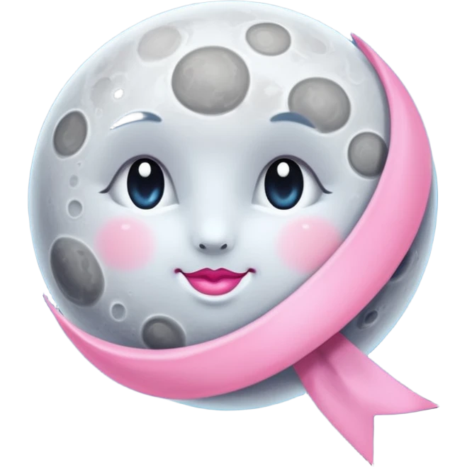 🌕🎀 this emoji ribbon set on the moon's head and don't change ribbon color emoji