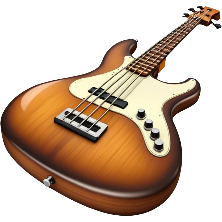 Cinematic Realistic Bass, deep polished wood with rich grain, thick taut strings stretching across its curved body, subtle warm lighting emphasizing its form, glowing with depth and powerful musical resonance. emoji