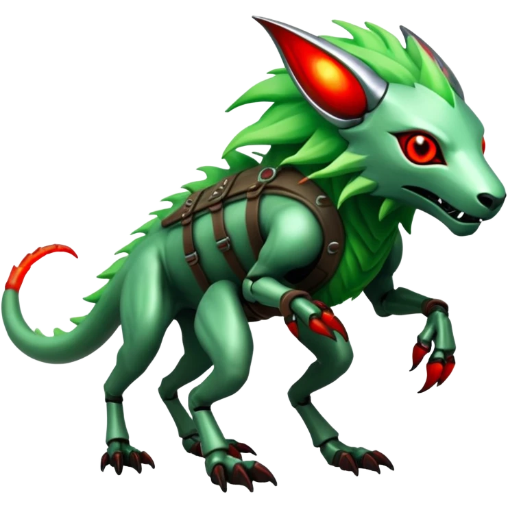 Cool Edgy Green Red ethereal Fionbri-Vernid-Trico-animal-creature full body emoji