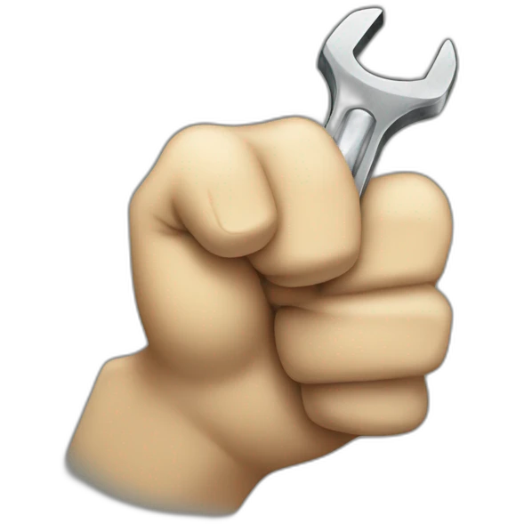 A fist holding a wrench emoji