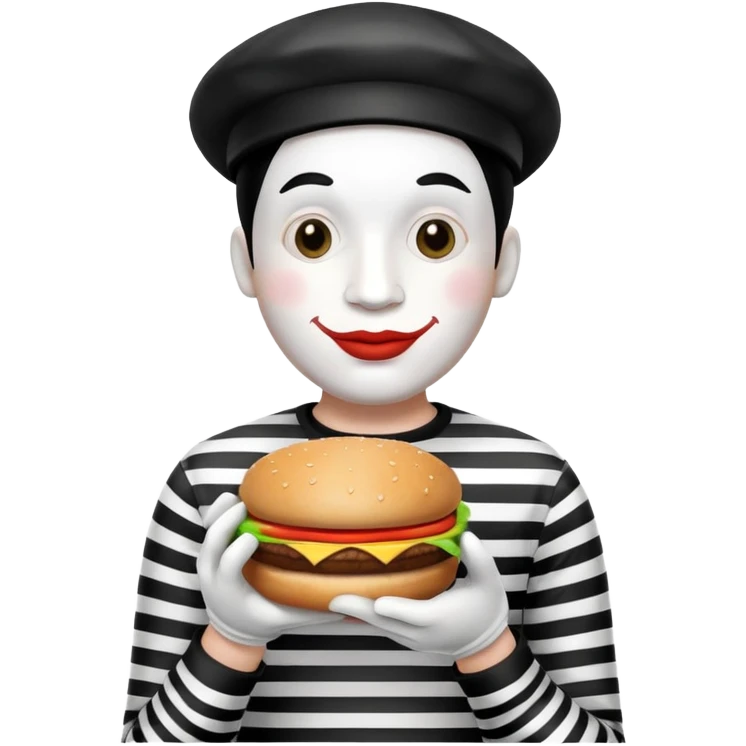 caped mime stealing hamburgers emoji