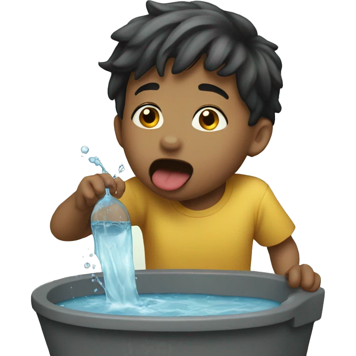 A boy is licking water  emoji