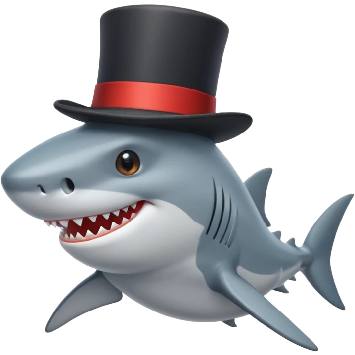 Shark with a top hat emoji