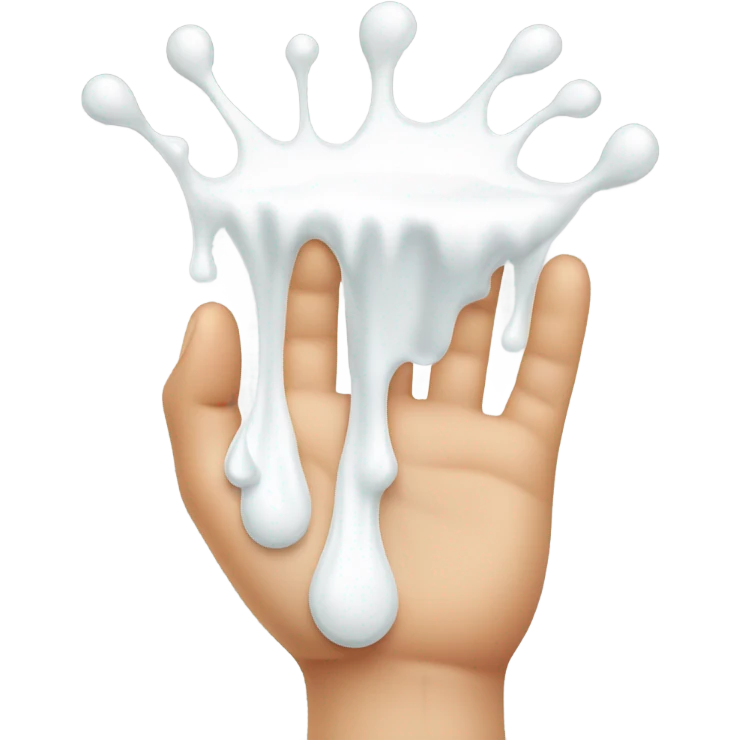 milk dripping directly off palm of hand with 5 fingers emoji