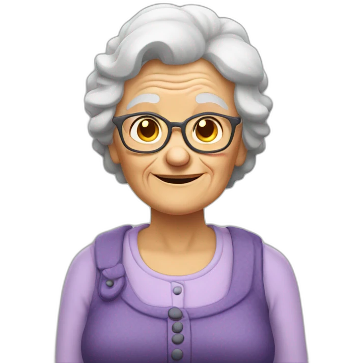 Smiling grumpy old granny emoji