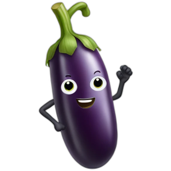 vegetable eggplant with arm and leg emoji