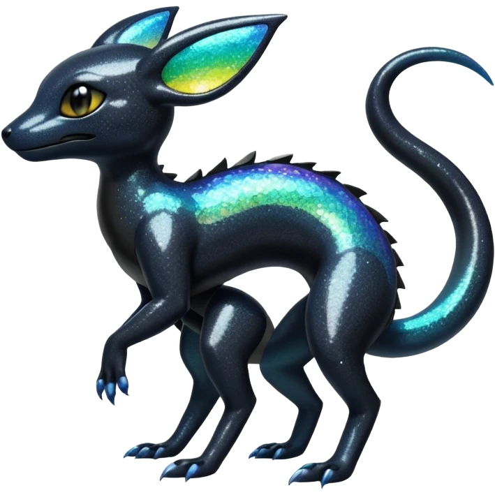 Sparkly Iridescent Shiny Salandit-Umbreon-Fakémon-hybrid-creature (full body)  emoji