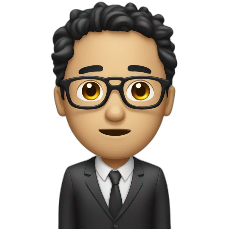 throwing up man with black hair and glasses emoji
