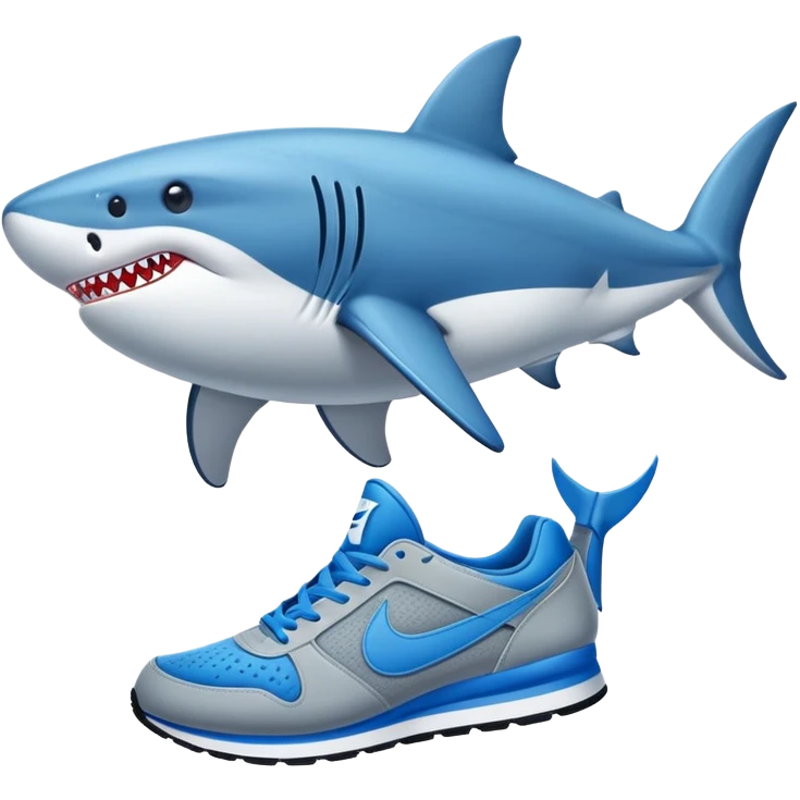 Un tiburón con zapatillas nike azules emoji