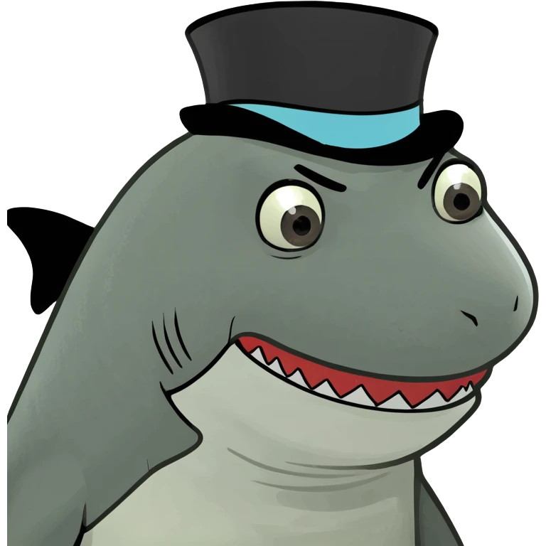 Shark with a top hat emoji