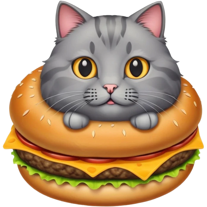 Grey cat like hamburger emoji