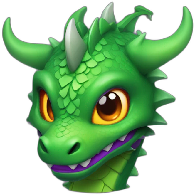 Fire deep purple dragon with green eyed wearing armor emoji