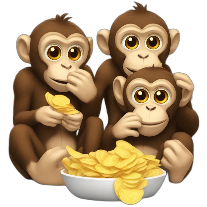 4 monkeys eating chips emoji