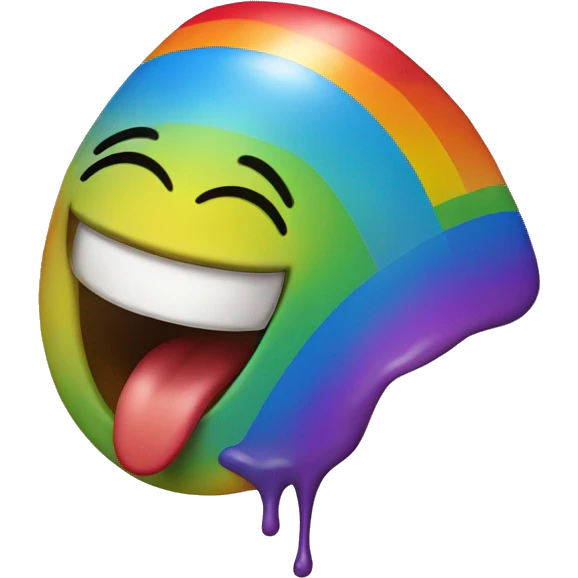 A rainbow-colored emoji or caricature sticking out its tongue emoji