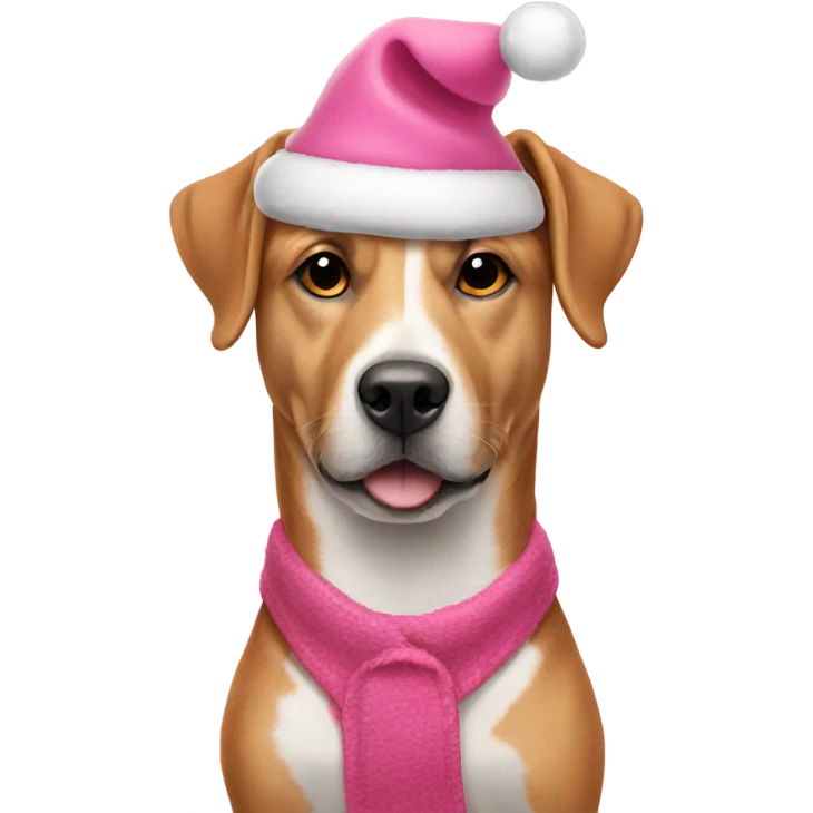 Dog wearing pink christmas clothes emoji