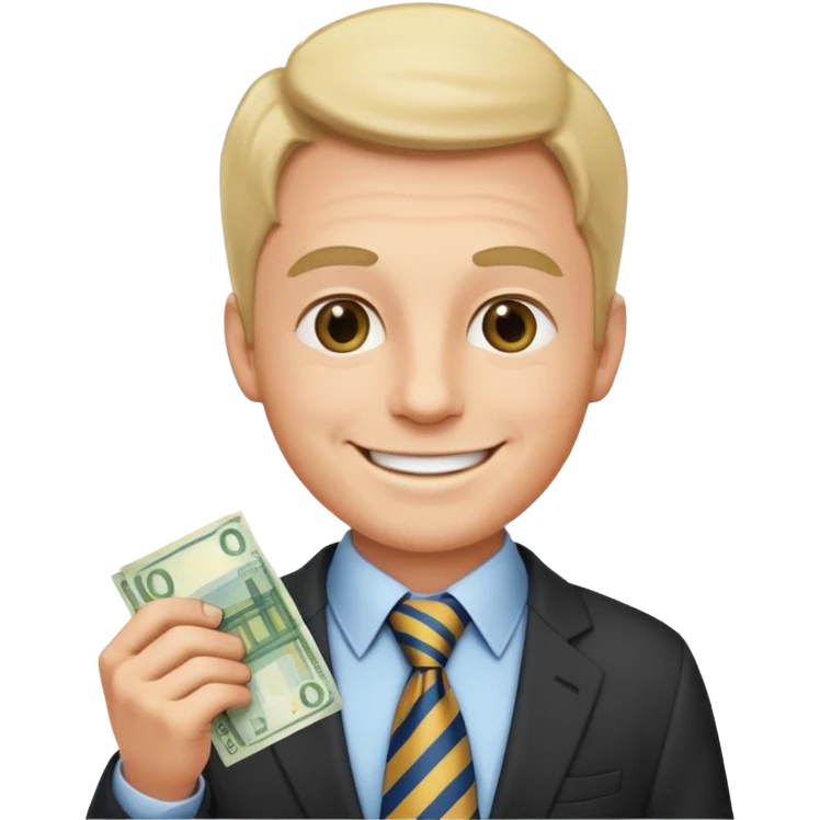 AN UNCLE with a tie in business clothes and with euro money
 emoji