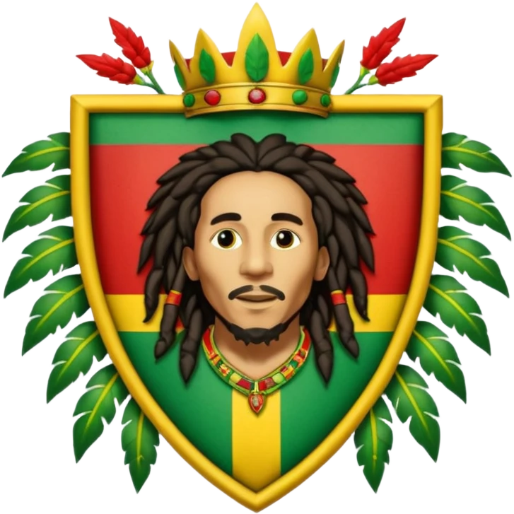 Bob Marley heraldic crest made with ethiopian colors emoji